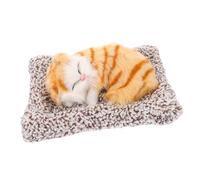 HEATSHAKING Activated Charcoal Cat Dashboard Ornament with Pad Realistic Grey Tabby Collectible Figurine Car and Home Decor Cozy Decorative Cat Statue for Vehicle Ambiance