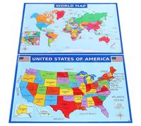 HEATSHAKING America Wall Posters 2 Pack Geography Map Educational Classroom Decor for Learning 20X14 Inches