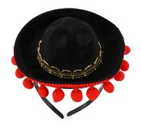 HEATSHAKING Bohemian Hair Hoop Mini Pom Poms for Carnival Parties Mexican Style Headband Decorative Accessories for Adults Vibrant Colorful Design