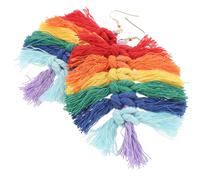 HEATSHAKING Bohemian Tassel Dangle Earrings for Women, 1 Pair Rainbow Colorful Cotton Thread Drop Earrings with Alloy Material, Unique Delicate Design for Shopping and Daily Life