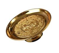 HEATSHAKING Buddhist Tribute Fruit Plate Retro Style Golden Alloy with Space-saving Design Lotus Fruit Holder for Temple Offering Suitable for Buddha Worship Supplies