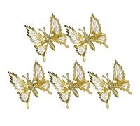 HEATSHAKING Butterfly Billed Hair Clips Moving Wings Hollow Metal 5pcs Golden Iron Material for Women Headdress for Parties and Different Occasions