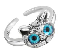 HEATSHAKING Cat Shape Adjustable Open Ring in Copper Silver Finish | Cute Jewellery for Teenage and Bridesmaids, Easy to Put, Stable Fit an Adorable Cat Outline