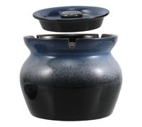 HEATSHAKING Ceramic Ashtray with Lid for Balcony and Outdoor Use, Windproof Smoking Tray round Shape, Elegant Blue Decorative Ornament to Trap Ash and Odours, Modern Artistic Design