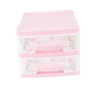 HEATSHAKING Compact Plastic Storage Box with Two-layer Drawer Structure for Organizing Nail Polish and Lipstick on Dressing Table, Space-saving Cosmetic Organizer for Desktop Use