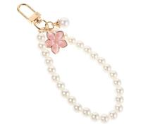 HEATSHAKING Creative Handmade Pearl Beaded Phone Charm Strap with Metal and Plastic Multi-purpose Hanging Accessories for Women, as Mobile Phone Bag Or Car Keychain Decoration