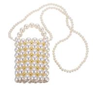 HEATSHAKING Fashionable Pearl Bucket Bag, Glossy ABS Crossbody Handbag | Simple round Shape, Portable Storage, for Mobile Phones and Small Wallets, Street Style Wear and Party
