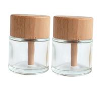 HEATSHAKING Glass Diffuser Bottles Reed Diffuser Jars 50ml Glass Aromatherapy Vases for Bathroom Decorations 2pcs Set