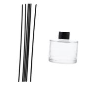 HEATSHAKING Glass Perfume Bottle Reed Diffuser 200ml Cylindrical Glass Essential Oil Bottle with Black Lid and 6 Black Rattan Sticks for Home Aromatherapy and Car Fragrance