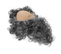 HEATSHAKING Grey Curly Wig 1 Bald Head Cap 100% Silicone Pet Material Afro Style Fluffy Costume Wig Comfortable Easy to Wear for Halloween Masquerade Balls Grandpa Costumes