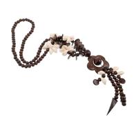 HEATSHAKING Handmade Beach Wear Accessories Daily for Natural and Texture Ethnic Boho Pendant Flower Necklace Long Lightweight Coconut Wood Bead Necklace with Women