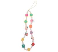 HEATSHAKING Handmade Bohemian Style Beaded Phone Lanyard Wrist Strap with Pearl and Fruit Design Acrylic Polymer Clay Anti Lost Chain for Mobile Phones and USB Flash Drives, Suitable