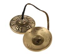 HEATSHAKING Handmade Copper Cymbal Bell Meditation Chime for Yoga and Sound Healing Small Size Six-word Design Percussion Instrument for Mindfulness and Relaxation