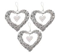 HEATSHAKING Heart Wicker Wreath 3Pcs Hanging Rustic Door Decor for Wedding and Valentine’S Day Party Decorations
