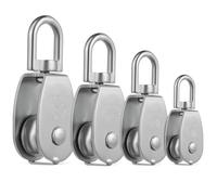 HEATSHAKING Heavy Duty and Easy Installation with Smooth Swiveling Action 4pcs Stainless Steel Cable Pulley Block Single Rope Pulley for Hoisting and Lifting, Available in M15 M20 M25 M32