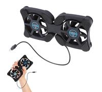 HEATSHAKING Laptop Cooler Fan Portable Foldable Cooling Pad with USB Powered Dual Fans and Silicone Anti-Slip Pads for Enhanced Computer Performance