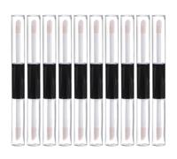 HEATSHAKING Lip Gloss Tubes with Rubber Stoppers 10pcs 4ml Refillable Double Head Plastic Containers Black Mini Cosmetic Bottles for DIY Lip Gloss Samples and Daily Use Suitable for Beginners
