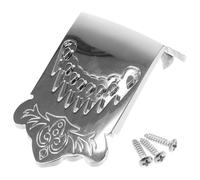 HEATSHAKING Mandolin Tailpiece with Screws, Chrome 8-string Pattern Mandolin Parts Accessory for Folk Instrument Repair