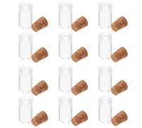 HEATSHAKING Mini Glass Bottles Handmade 12pcs with Cork Stoppers, 0.5ml and 1.5ml Capacity Multi-functional Small Glass Jars for Decoration and Home Décor Accessories