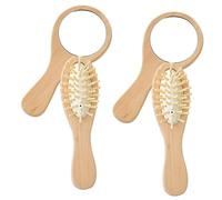 HEATSHAKING Mirror Comb Set 4pcs Portable Wooden Hair Comb and Mini Vanity Makeup Mirror Kit for Travel with Massage Hair Brush Suitable for Men and Women