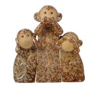 HEATSHAKING Monkey Tabletop Set Statue Speak-no See-no 3pcs Ceramic Hear-no Figures Decorative Animal Ornaments Charming Gift for Birthday for Home and Office