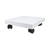 HEATSHAKING Moveable White Plant Pot Holder Tray with Universal Wheels Resin Material Not Easy to Deform or Break Flowerpot Base Tray for Indoor and Outdoor Use