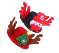 HEATSHAKING Pet Hat Featuring Snowman and Green Tree Shapes 2pcs Christmas with Comfortable Cloth Material Cartoon Appearance Suitable for Christmas for Dog and Pet for Festive Atmosphere