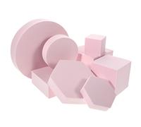 HEATSHAKING Photo Props Simple and Delicate Design 8pcs Geometric Cube for Cosmetics Pink Foam Lightweight and Convenient to Carry and Jewelry Photography for Professional Photoshoot