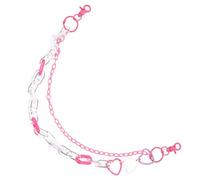 HEATSHAKING Pink Acrylic and Metal Heart Chain for Pants Stylish Punk Double-layer Trousers Chain Adding Personality for Women’s Jeans and Trousers