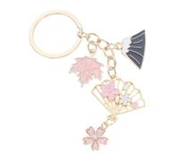 HEATSHAKING Pink Sparkly Cherry Blossom Keychain with Mount Fuji Pendant, Discoloration-resistant Zinc Alloy Portable Keyring, Elegant Design Backpack Accessory for Women on Occasion
