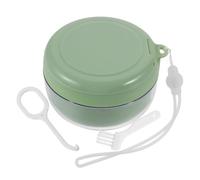 HEATSHAKING Portable Retainer Denture Case with Leakproof Seal Lid and Removable Filter Basket, Light Green Soaking Cup for Braces Appliances and Travel Luggage