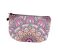 HEATSHAKING Portable Toiletry Bag with Mandala Flower Print, Easy to Carry Polyester Cosmetic Pouch for Mother's Day or Birthdays, Beautiful and Adorable Makeup Organizer