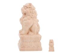 HEATSHAKING Post Installation Decorative Outdoor Easy Charm for Decor Lion Wood Wooden Finial, Unfinished Carved Guardian Lion Figurine with Bridge Fence Garden