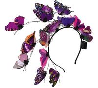 HEATSHAKING Purple Butterfly Glow the Dark Iron and Plastic Material Lightweight and Comfortable Headband for Women for Parties and Concerts