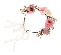 HEATSHAKING Purple Floral Headband Wedding Photo Props with Comfortable Fabric Texture, Beautiful Flower Garland Hair Accessory for Beach Holiday and Performance Party
