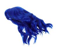 HEATSHAKING Short Curly Water Wave Synthetic Wigs Bangs for Ladies Halloween Costume Party Hairpiece Blue Bob Cosplay Hair Wig Headgear