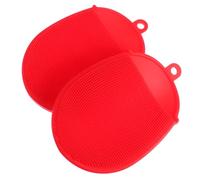HEATSHAKING Silicone Body Scrubbers 2pcs Handheld Bath Scrubber Red Multipurpose Exfoliating Shower Brushes for Skin Cleansing and Hair-Washing Bath Use