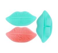 HEATSHAKING Silicone Lip and Face Wash Brush 3pcs Set, Mini Facial Scrubber for Blackhead and Pore Cleansing, Soft Baby Bath and Exfoliating Brush for Sensitive Skin Care Random Color