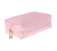 HEATSHAKING Square Pu Makeup Bag Large Capacity Travel Cosmetic Pouch Portable Storage Wash Bag for Women Pink Small Handheld Toiletry Organizer