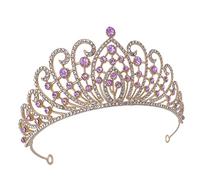 HEATSHAKING Tiaras Crown Hair Accessories Baroque Diamond Alloy Rhinestone Purple Headdress for Women Girls Bride Wedding Banquet Prom Bridal Hair Jewelry