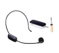 HEATSHAKING Wireless Uhf Headset Microphone with Receiver, Voice Amplifier Mic with 3.5mm to 6.35mm Adapter and USB Cable, Plastic Head-mounted Wireless Microphone Loudspeaker for Karaoke,