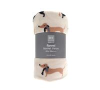 HeatTreats CountryClub Soft & Plush Printed Flannel Fleece Throw (Dachshund 120 x 150cm)