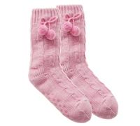HeatTreats ForeverDreaming Girls Sparkle Marle Cable Knit Sherpa Lined Pompom Slipper Socks (Pink, One Size, UK Footwear Size System, Big Kid, Women, Numeric Range, Medium, 4, 5.5)