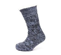 HeatTreats Tom Franks Mens Marl Mixed Yarn Chunky Cable Knit Slipper Socks (Blue, UK Footwear Size System, Adult, Men, Numeric Range, Medium, 6, 11)