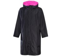 Heatwave Changing Robe Outdoor Long Sleeve Windproof & Waterproof Kids Unisex Robes Hooded Coat For Beach Wild Swimming Surfing Quick Dry, Black/Pink 9-13 Years