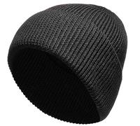 Heatwave Fisherman Wool Knit Beanie Hats Warm Classic Design Super Soft Windproof Outdoor Winter Hat with Turn-Up Cuff Unisex, Black
