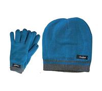 Heatwave Hats for Women & Gloves Set Stripe Design with 3M Thinsulate Insulation Thermal Beanie Hat Fleece Knitted Warm Classic Super Soft for Outdoor Winter, Aqua
