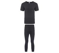 Heatwave® Men's Thermal Underwear Set, T-shirt & Pants Baselayer Set Thermals, Large Black