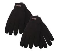 Heatwave Pack of 2 Mens Thinsulate Gloves For Winter Extra Warm Thermal Knitted 40g Thinsulate Lining Black To Fit Medium/Large