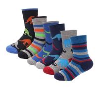 Heatwave Pack Of 6 Kids Thermal Socks Boys Girls Winter Boot Warm Sock Walking Thick Heavy Boot Cosy Hiking Gift, Dino 4-6 (10-13 Years)